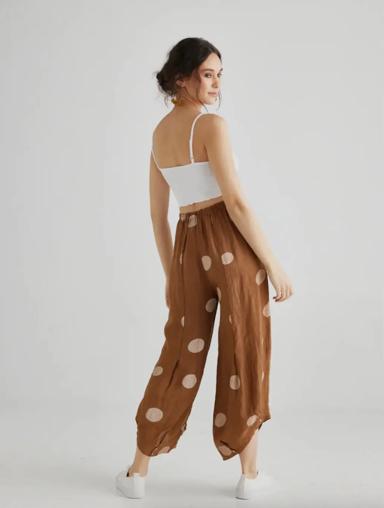 5202 LULU Polka Dot Pants-TABACCO