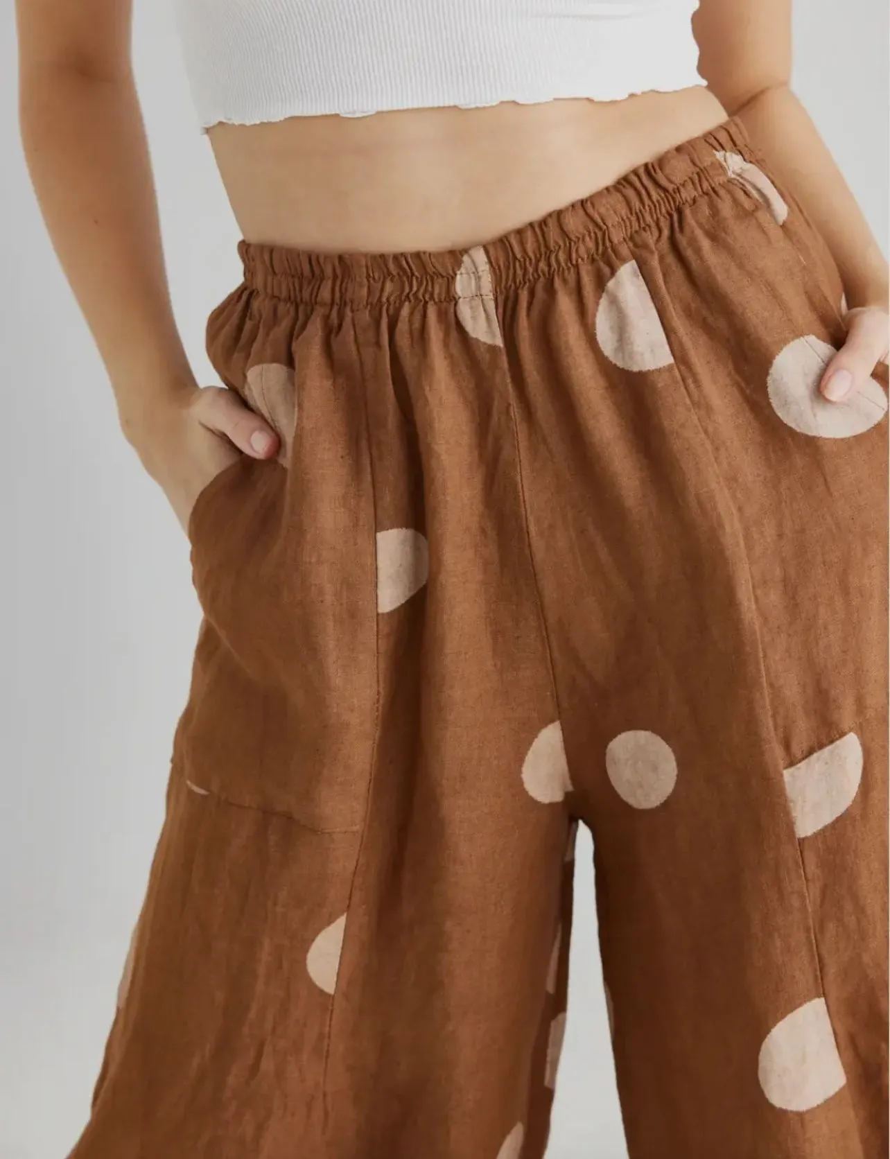 5202 LULU Polka Dot Pants-TABACCO