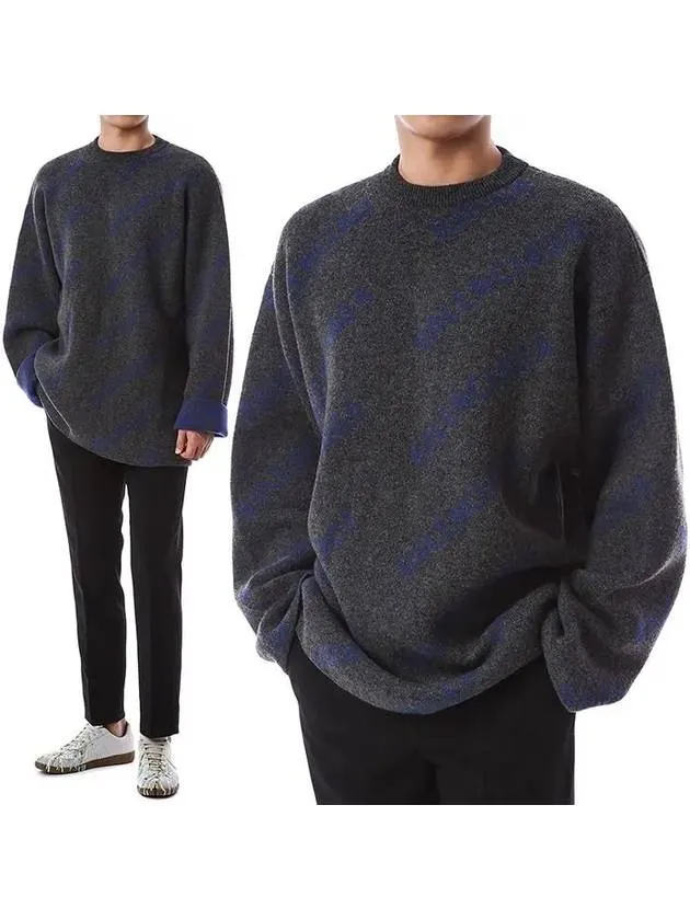 Balenciaga All-Over Logo Wool Knit Top Grey