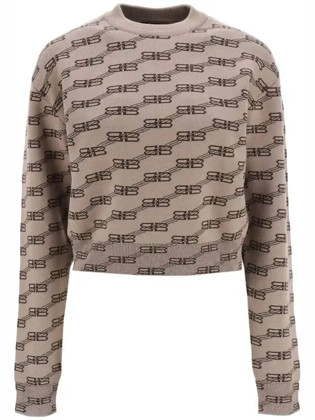 Balenciaga BB Icon Jacquard Knit Top Brown