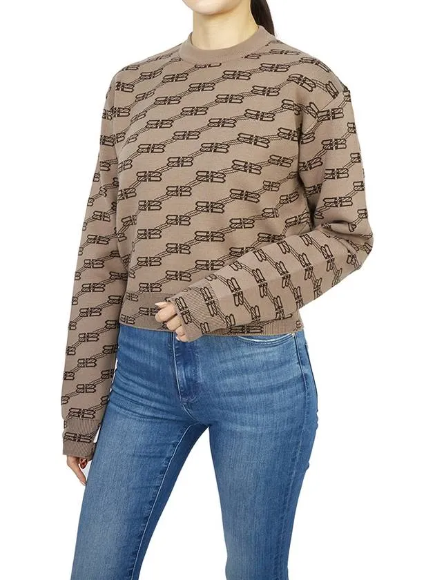 Balenciaga BB Icon Jacquard Knit Top Brown