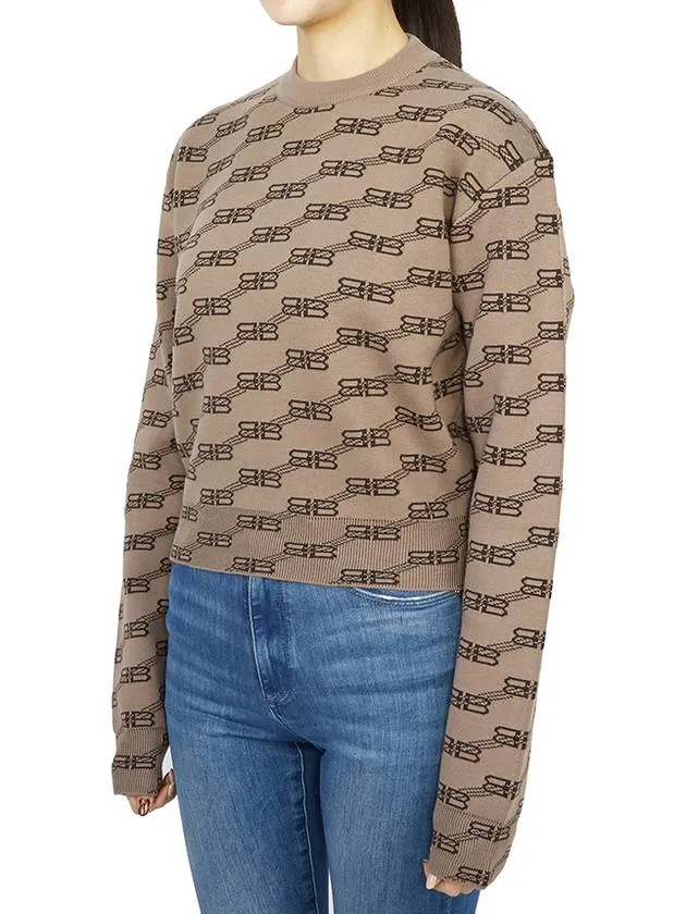 Balenciaga BB Icon Jacquard Knit Top Brown