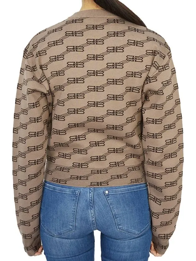 Balenciaga BB Icon Jacquard Knit Top Brown