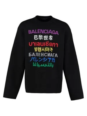 Balenciaga Language Logo Wool Knit Top Black