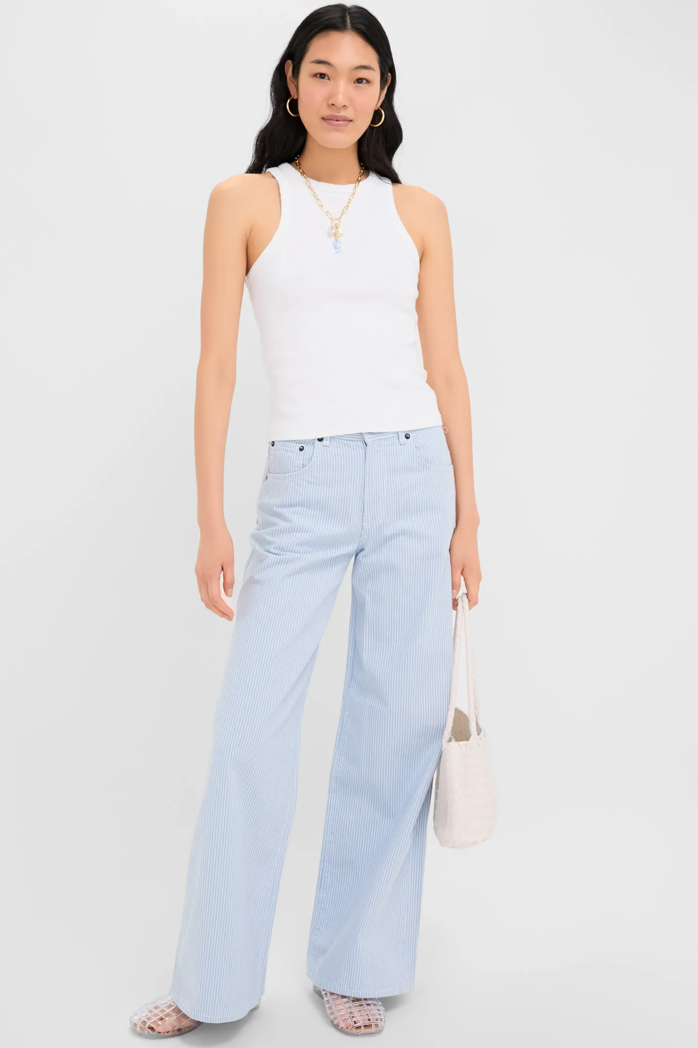 Blue Stripe Atomic Wide Leg