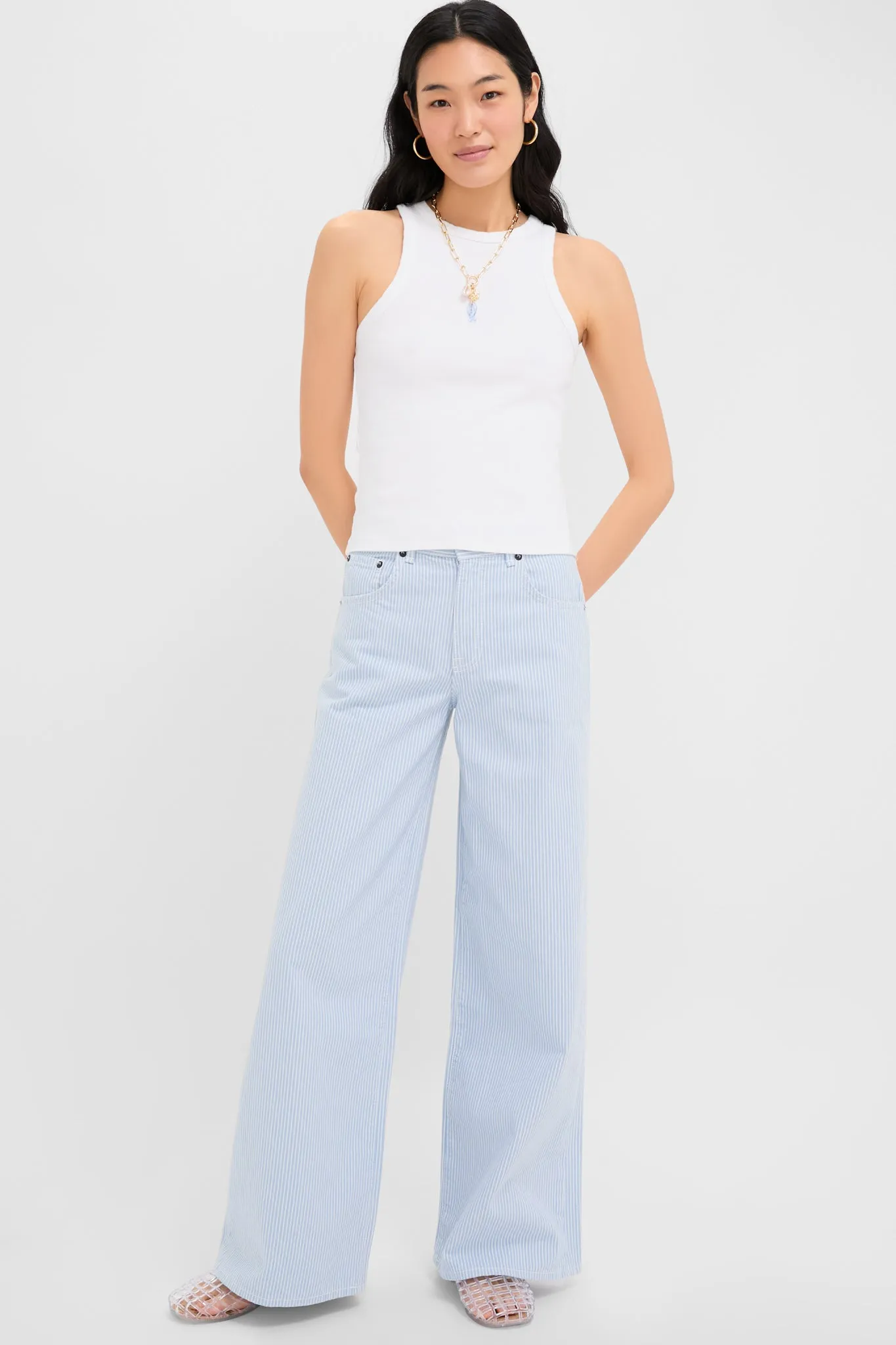 Blue Stripe Atomic Wide Leg