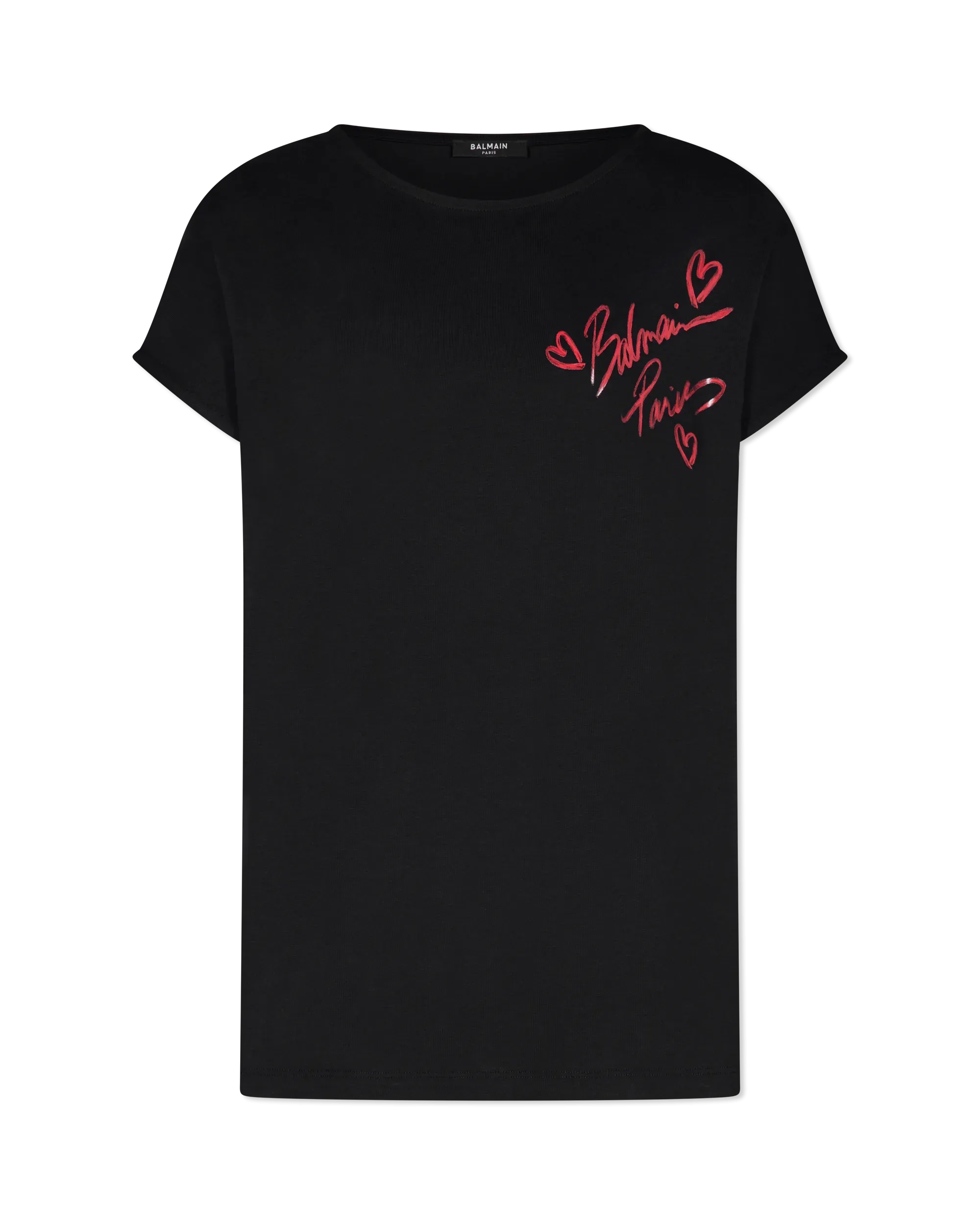 Boatneck Balmain Lipstick Print T-Shirt