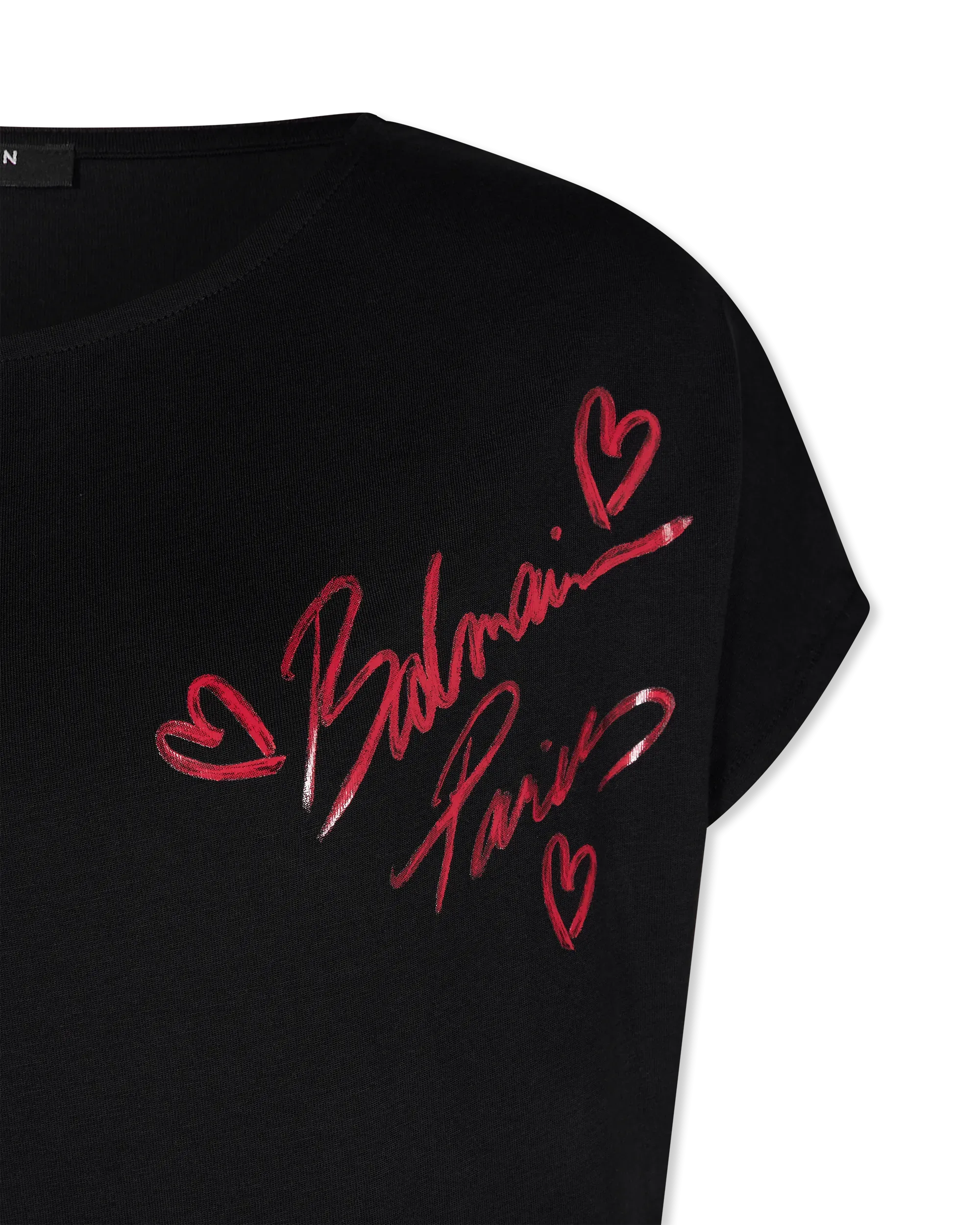 Boatneck Balmain Lipstick Print T-Shirt