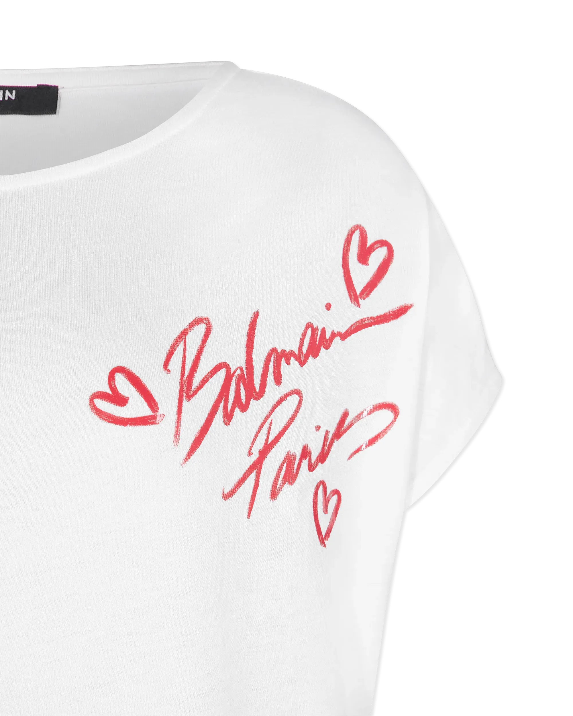 Boatneck Balmain Lipstick Print T-Shirt