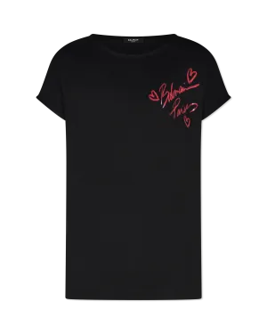 Boatneck Balmain Lipstick Print T-Shirt
