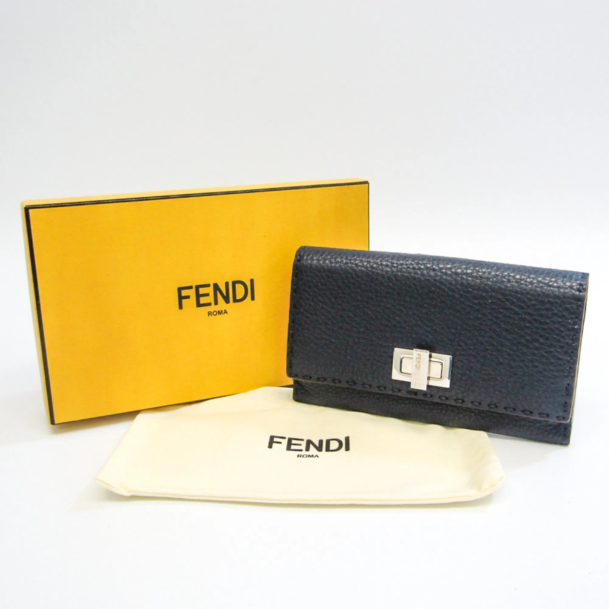 Fendi Selleria Navy Leather Accessories