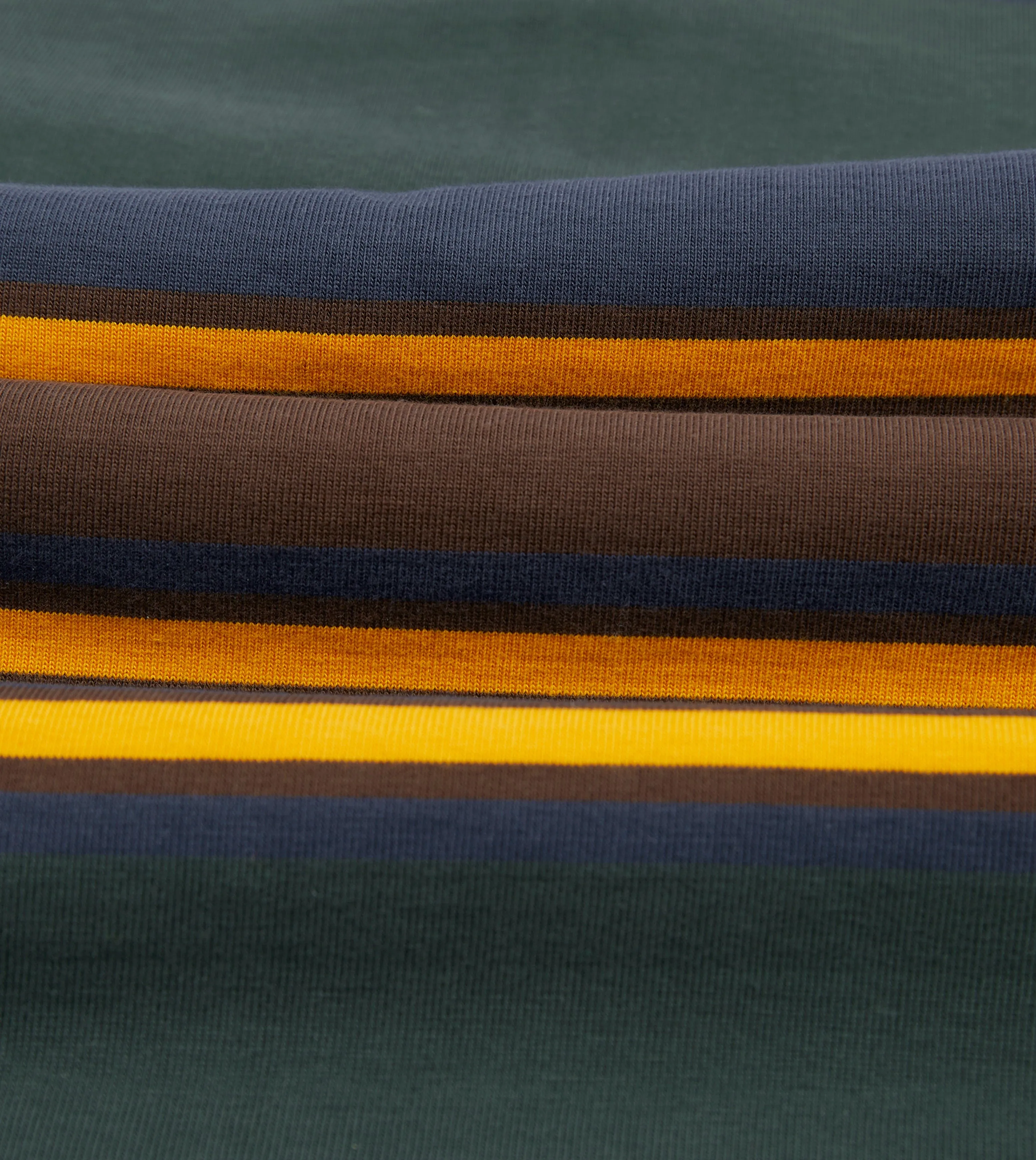 Green. Navy and Gold Stripe Cotton Rugby Shirt