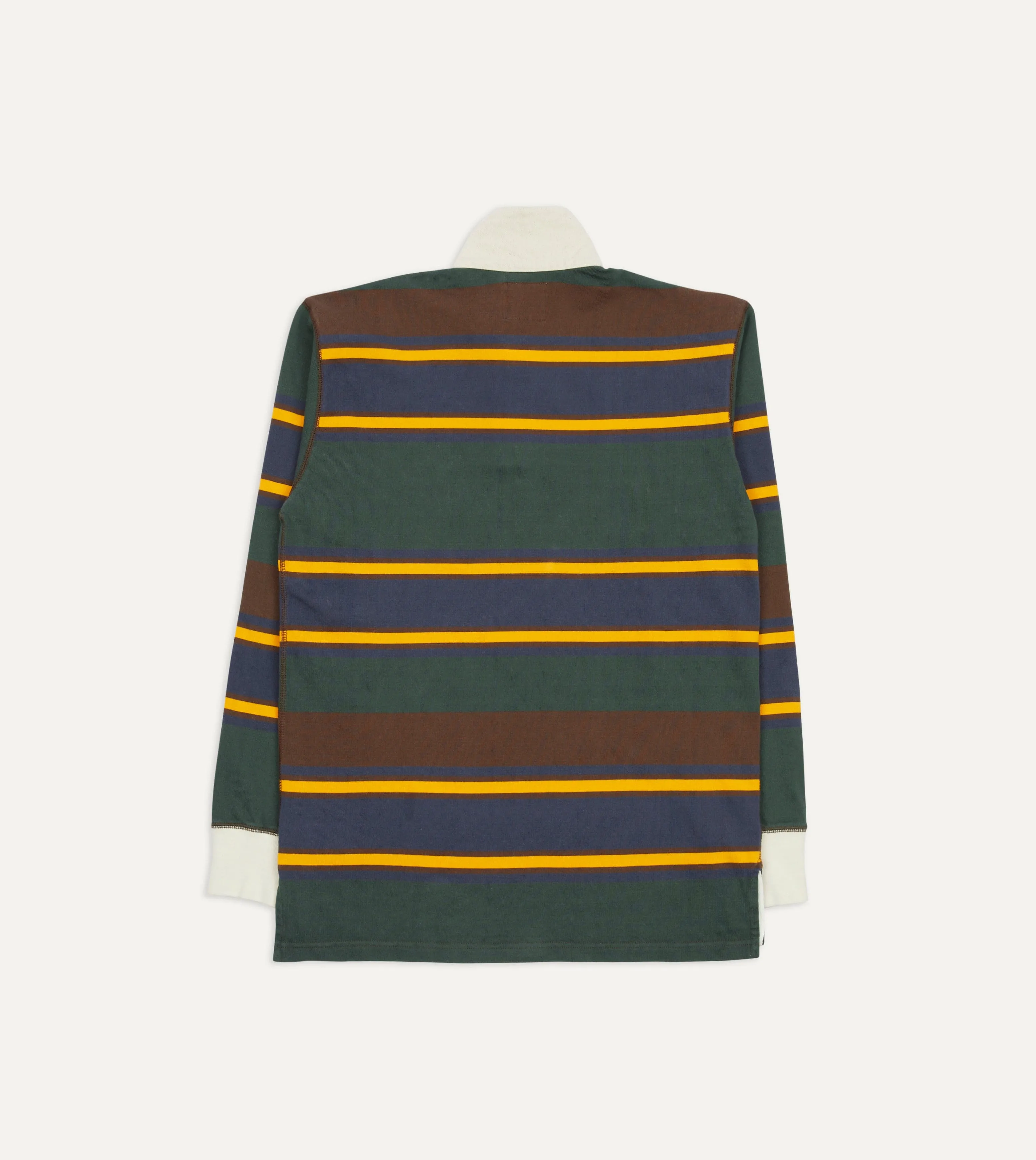 Green. Navy and Gold Stripe Cotton Rugby Shirt