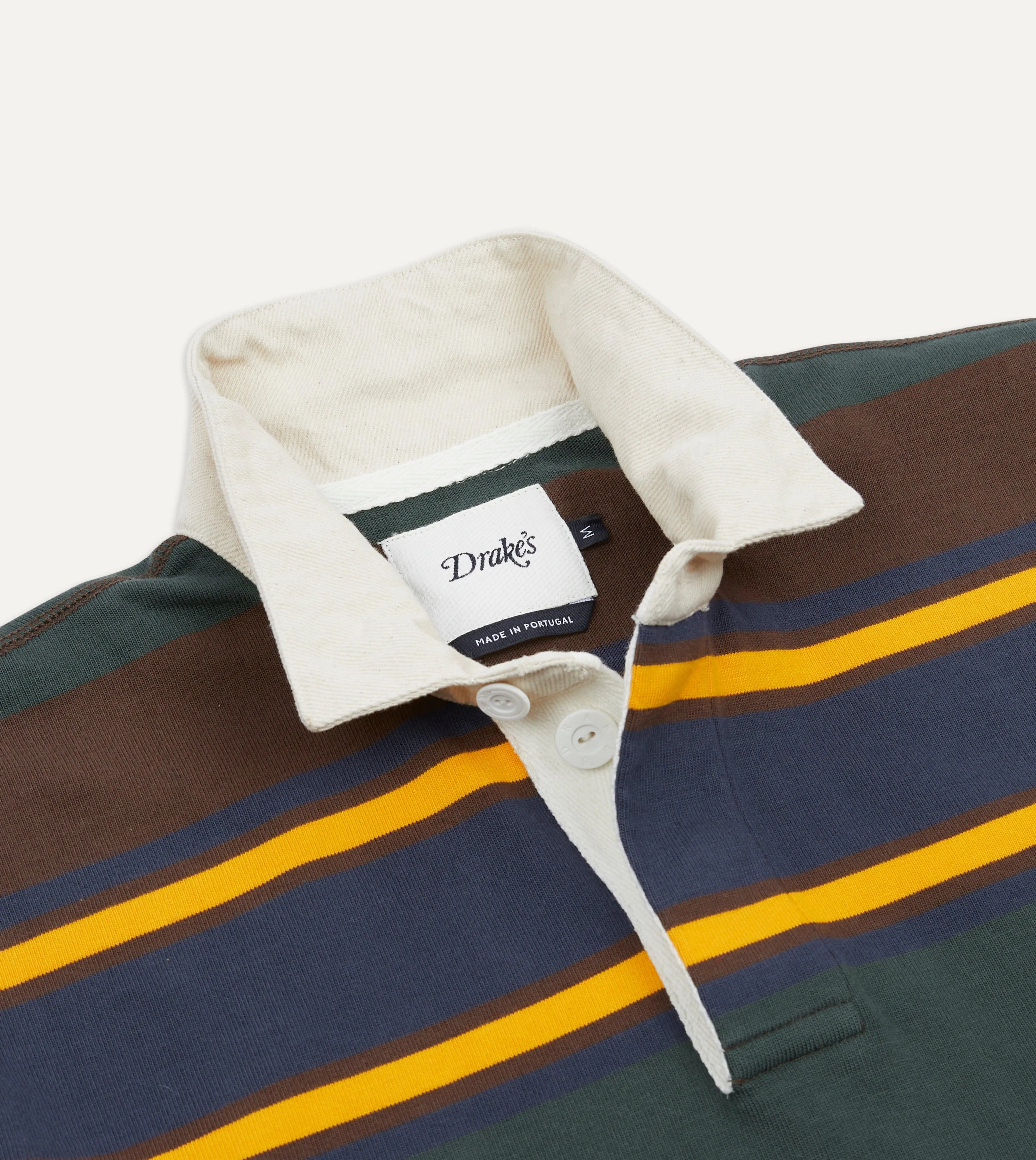 Green. Navy and Gold Stripe Cotton Rugby Shirt