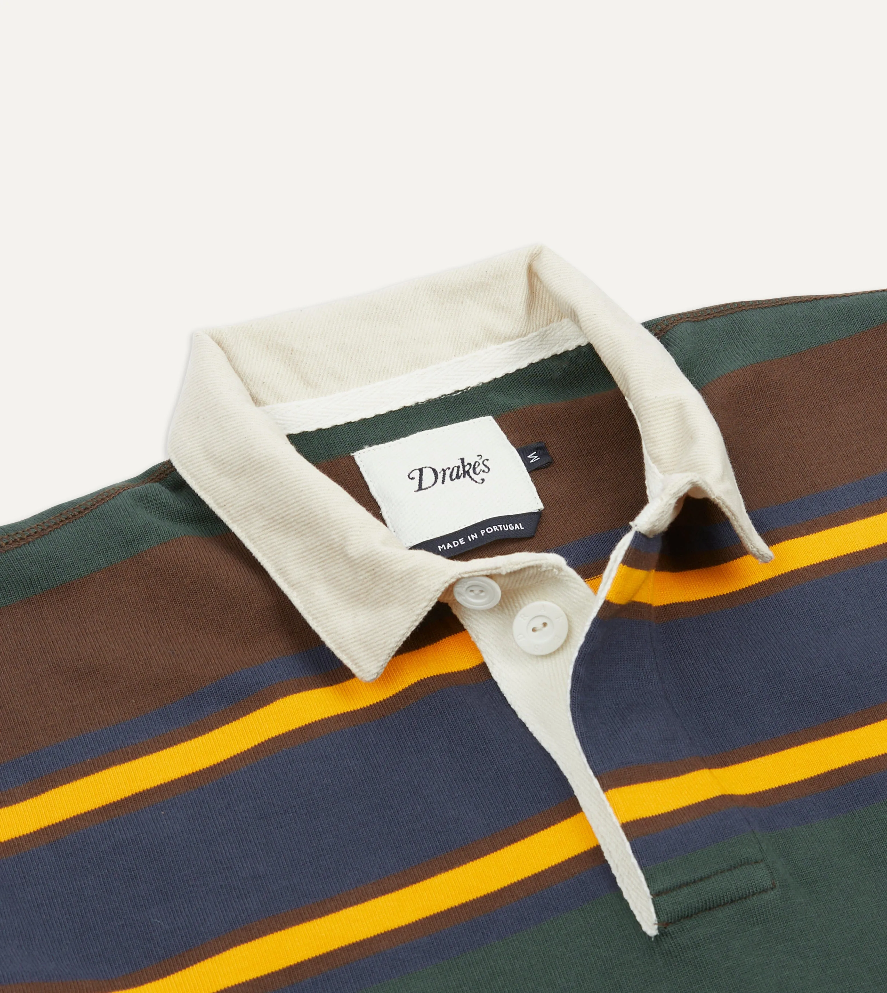 Green. Navy and Gold Stripe Cotton Rugby Shirt
