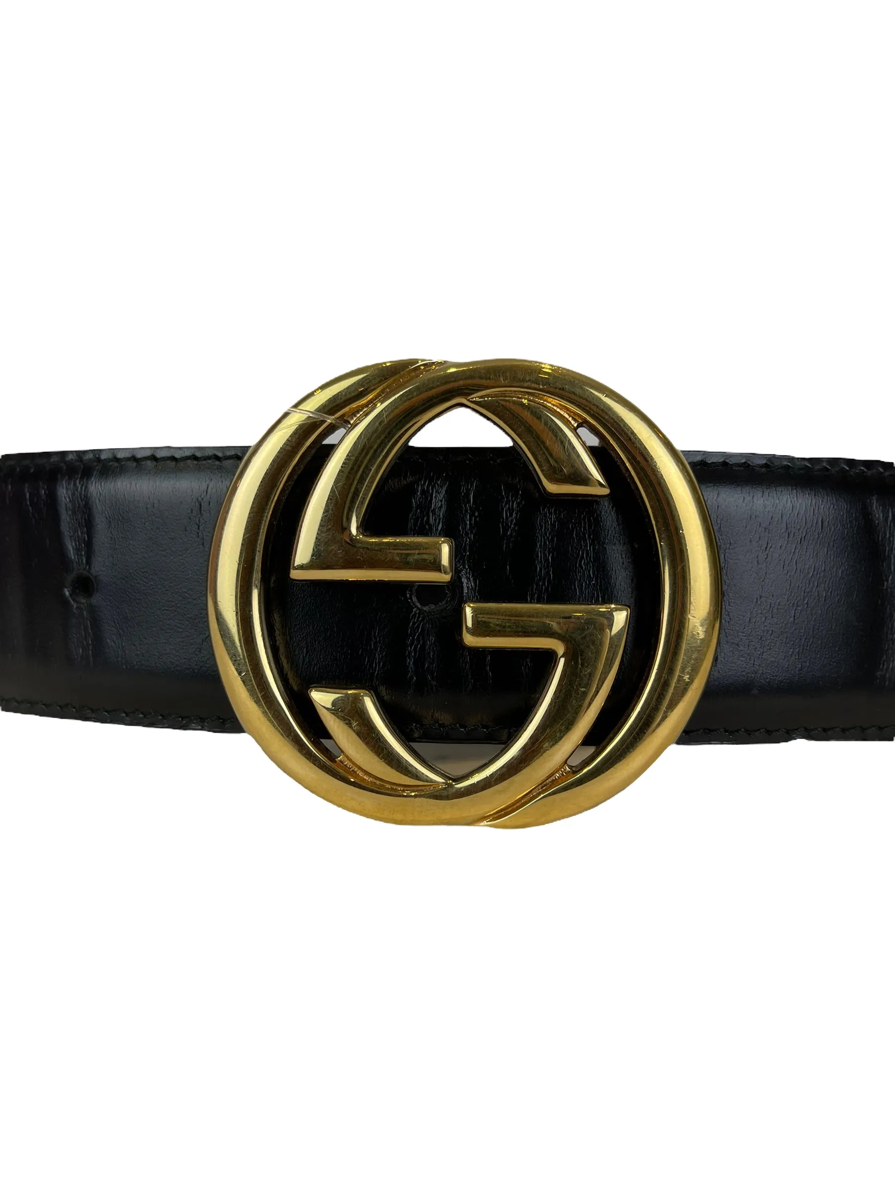 Gucci Black Leather GG Belt - Up to 28 Waist