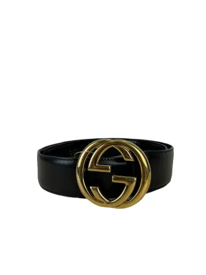 Gucci Black Leather GG Belt - Up to 28 Waist