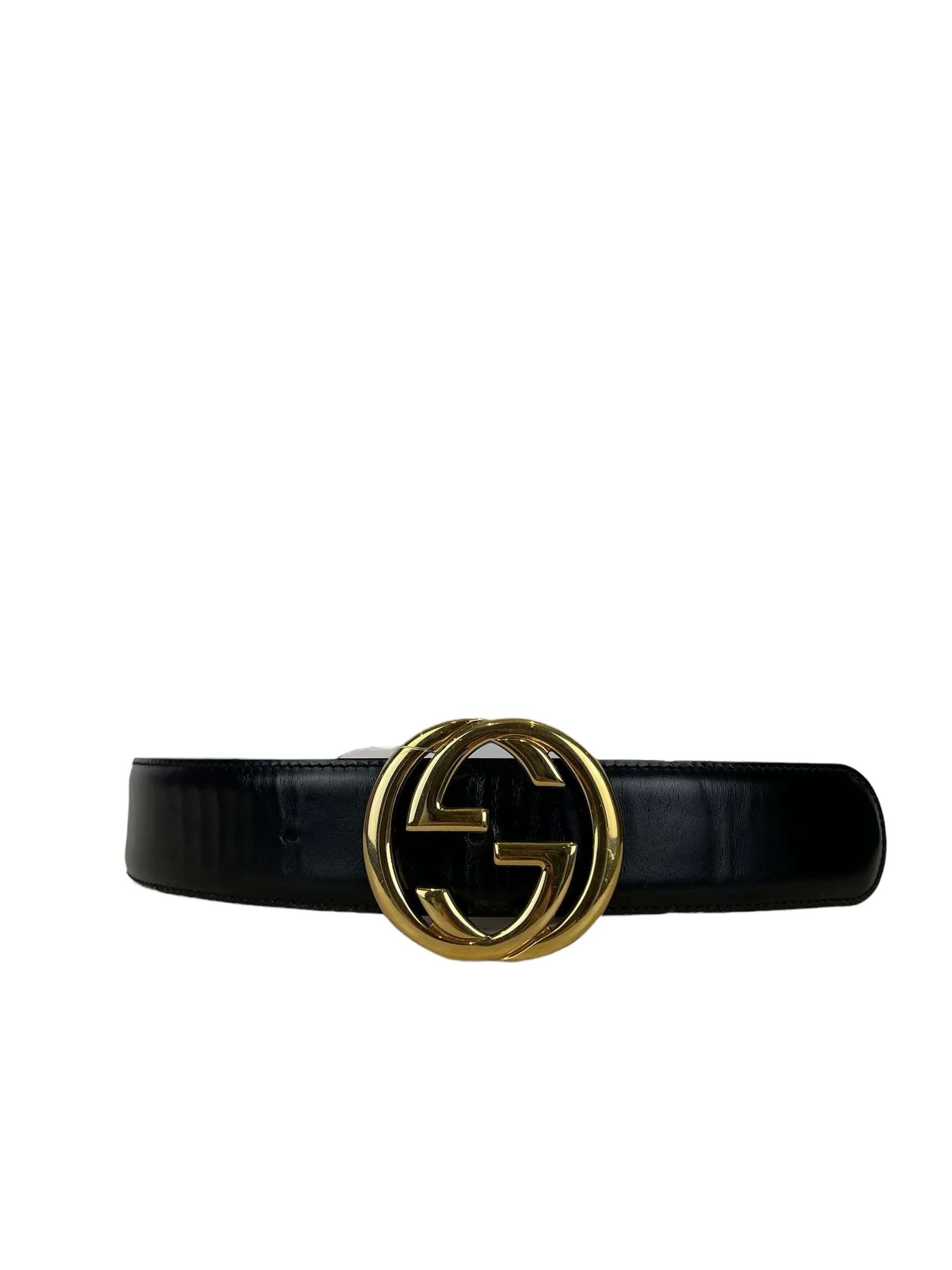 Gucci Black Leather GG Belt - Up to 28 Waist