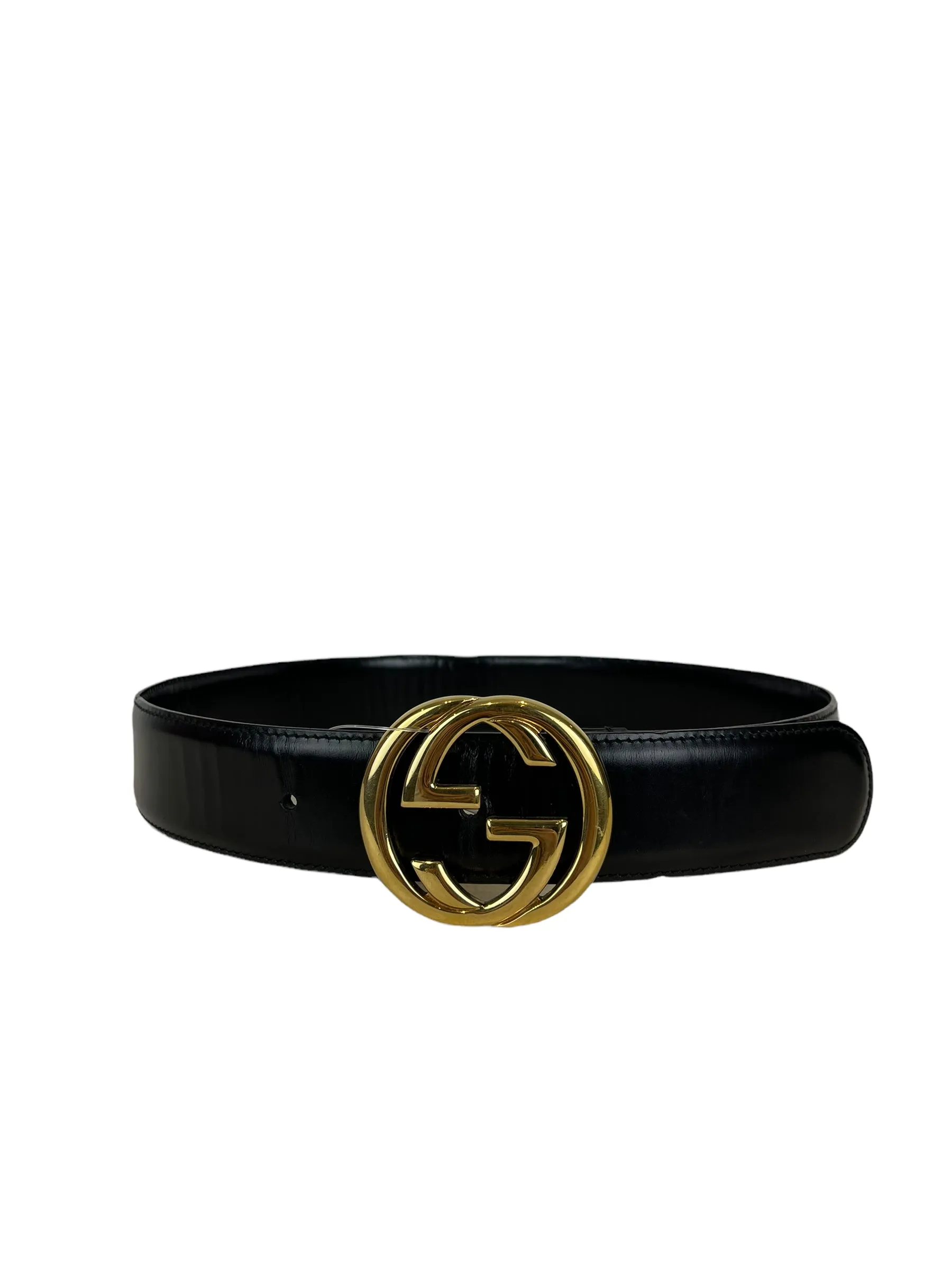 Gucci Black Leather GG Belt - Up to 28 Waist