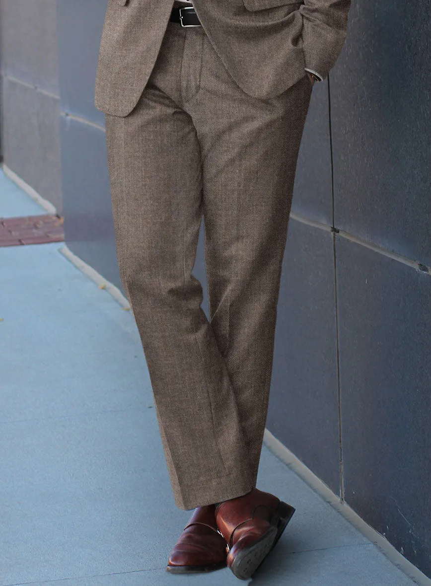 Hardy Minnis Brown Sharkskin Wool Pants