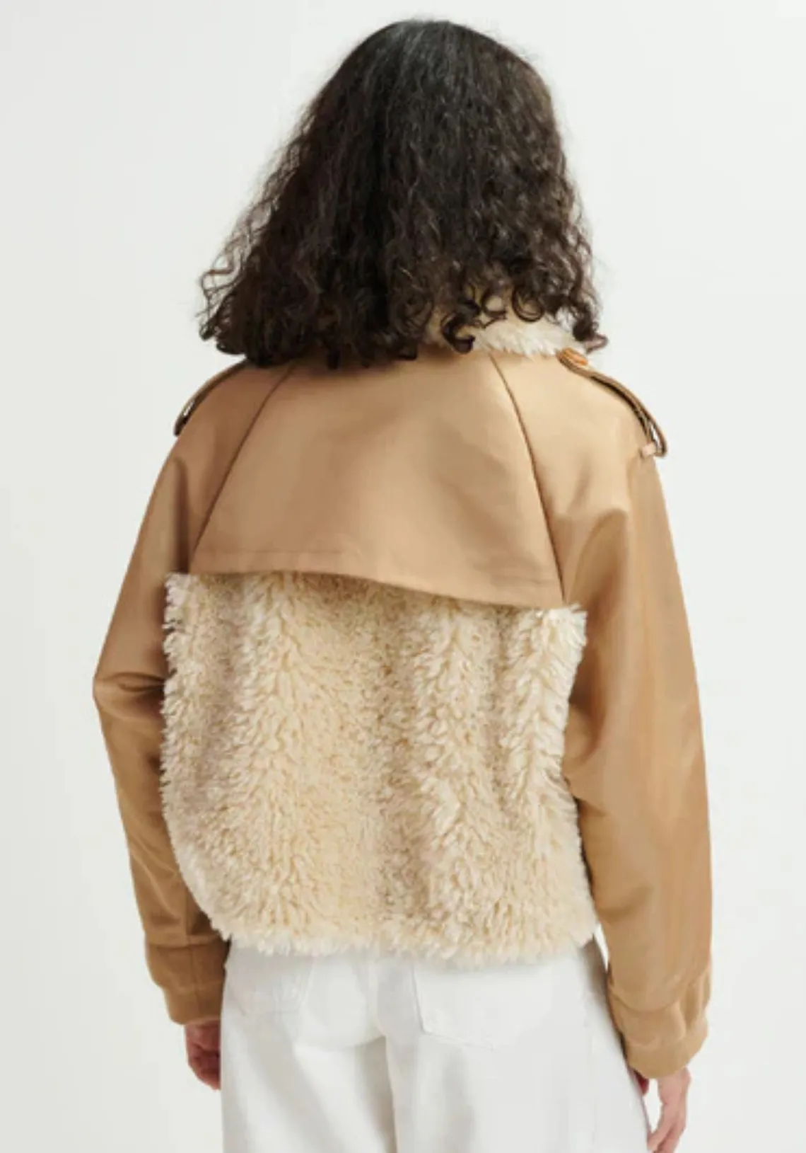 HELDIN FABRIC MIX JACKET SOUR CREAM