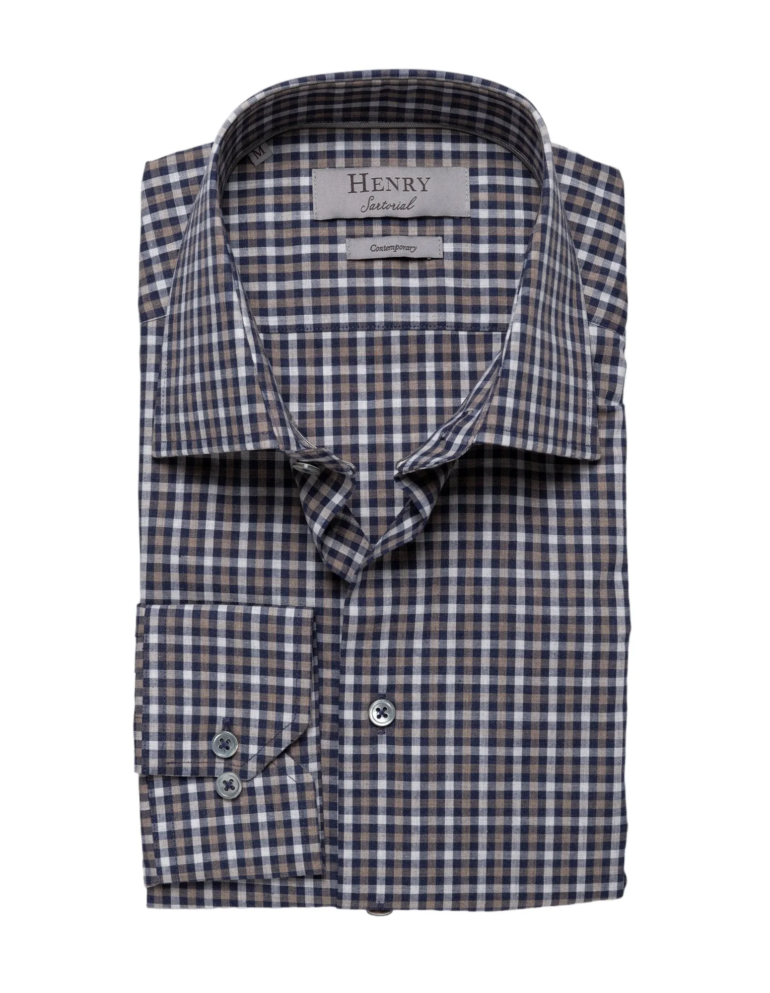 HENRY SARTORIAL Casual Check Cotton Shirt BLACK MULTI