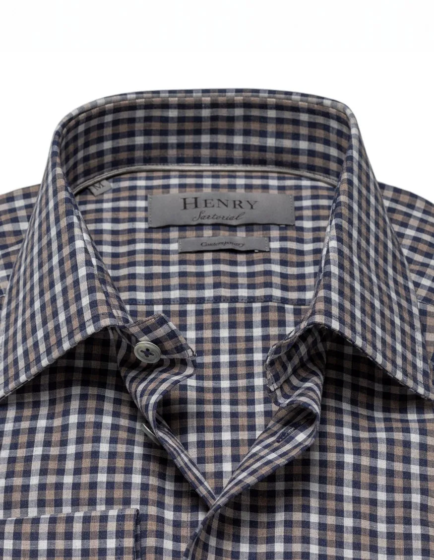 HENRY SARTORIAL Casual Check Cotton Shirt BLACK MULTI