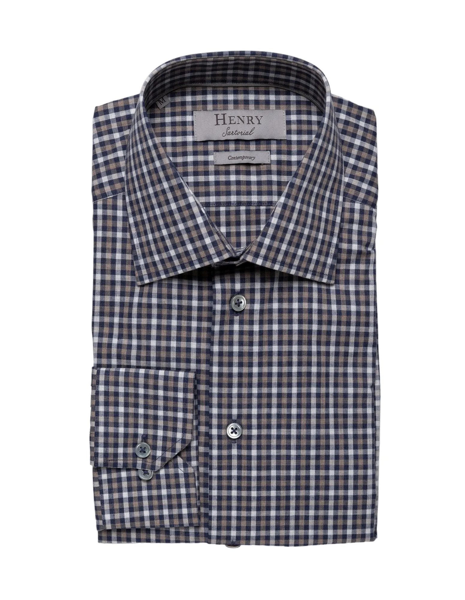HENRY SARTORIAL Casual Check Cotton Shirt BLACK MULTI