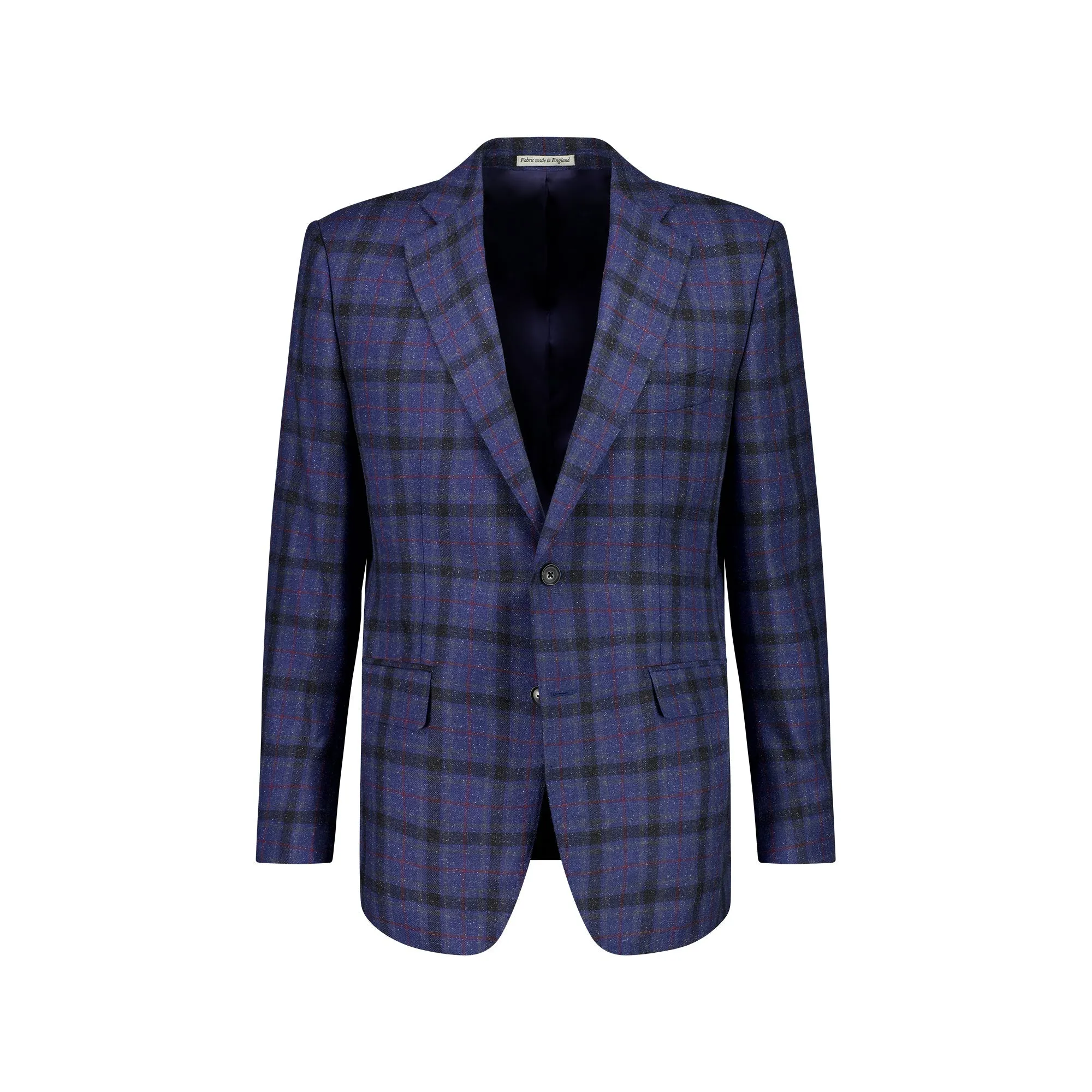 HENRY SARTORIAL x DORMEUIL Blended Wool & Silk Check Jacket BURGUNDY/NAVY REG