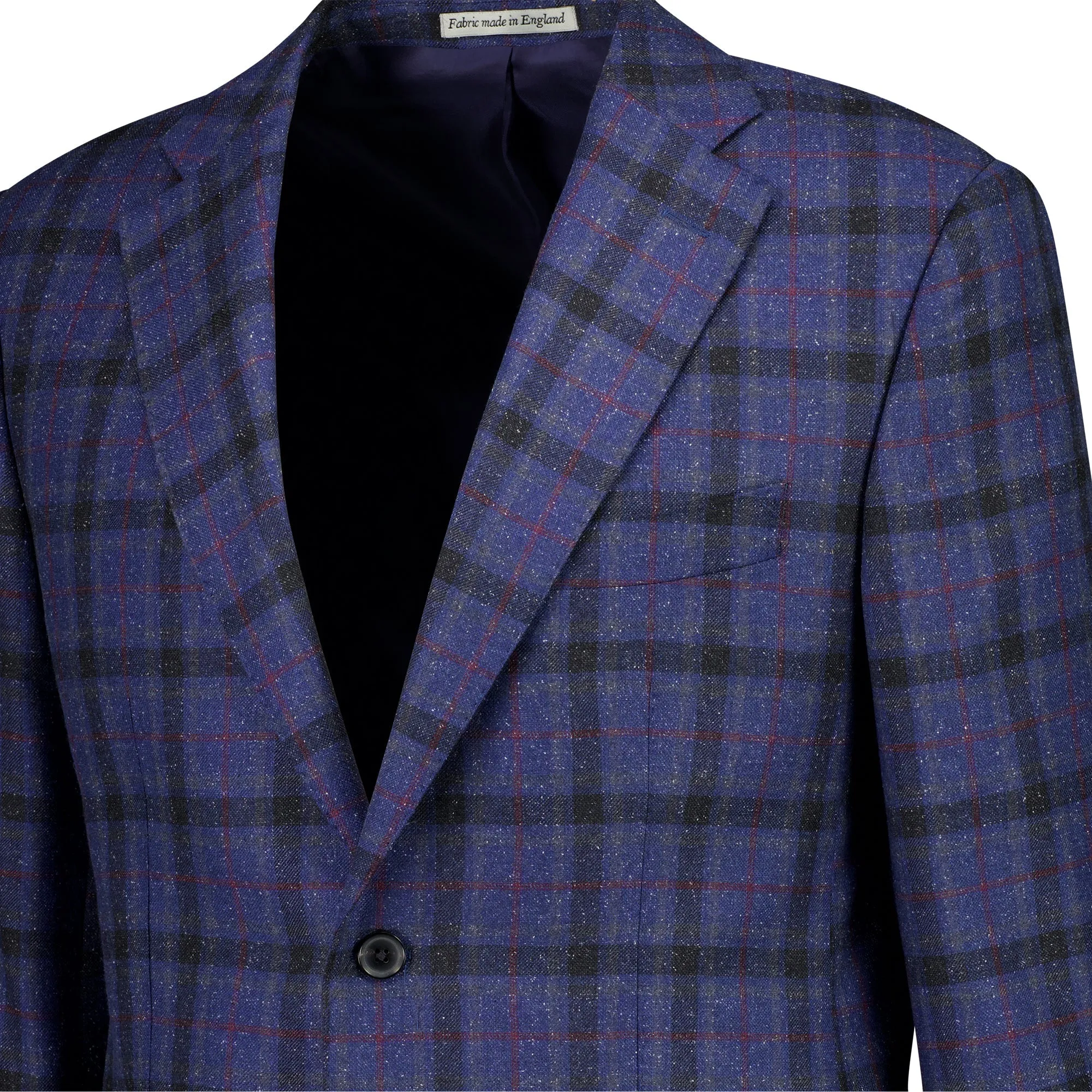 HENRY SARTORIAL x DORMEUIL Blended Wool & Silk Check Jacket BURGUNDY/NAVY REG