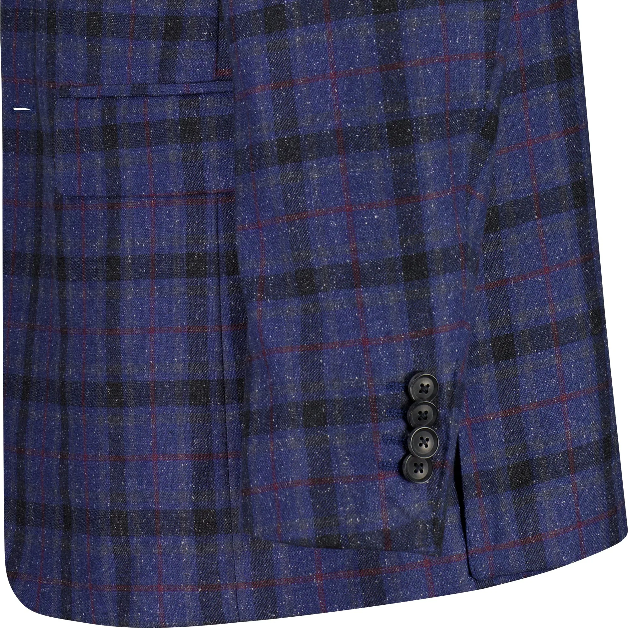 HENRY SARTORIAL x DORMEUIL Blended Wool & Silk Check Jacket BURGUNDY/NAVY REG