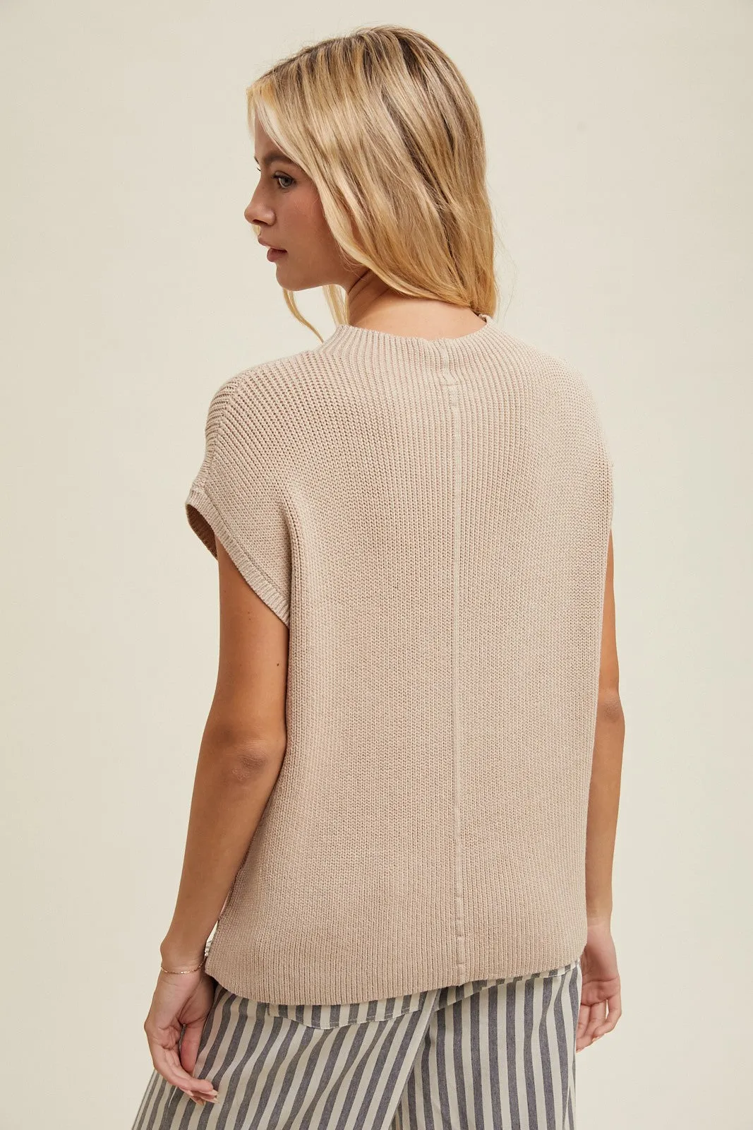 Mock Neck Sweater Top - Champagne