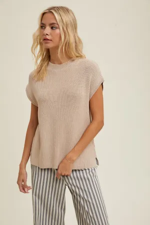 Mock Neck Sweater Top - Champagne