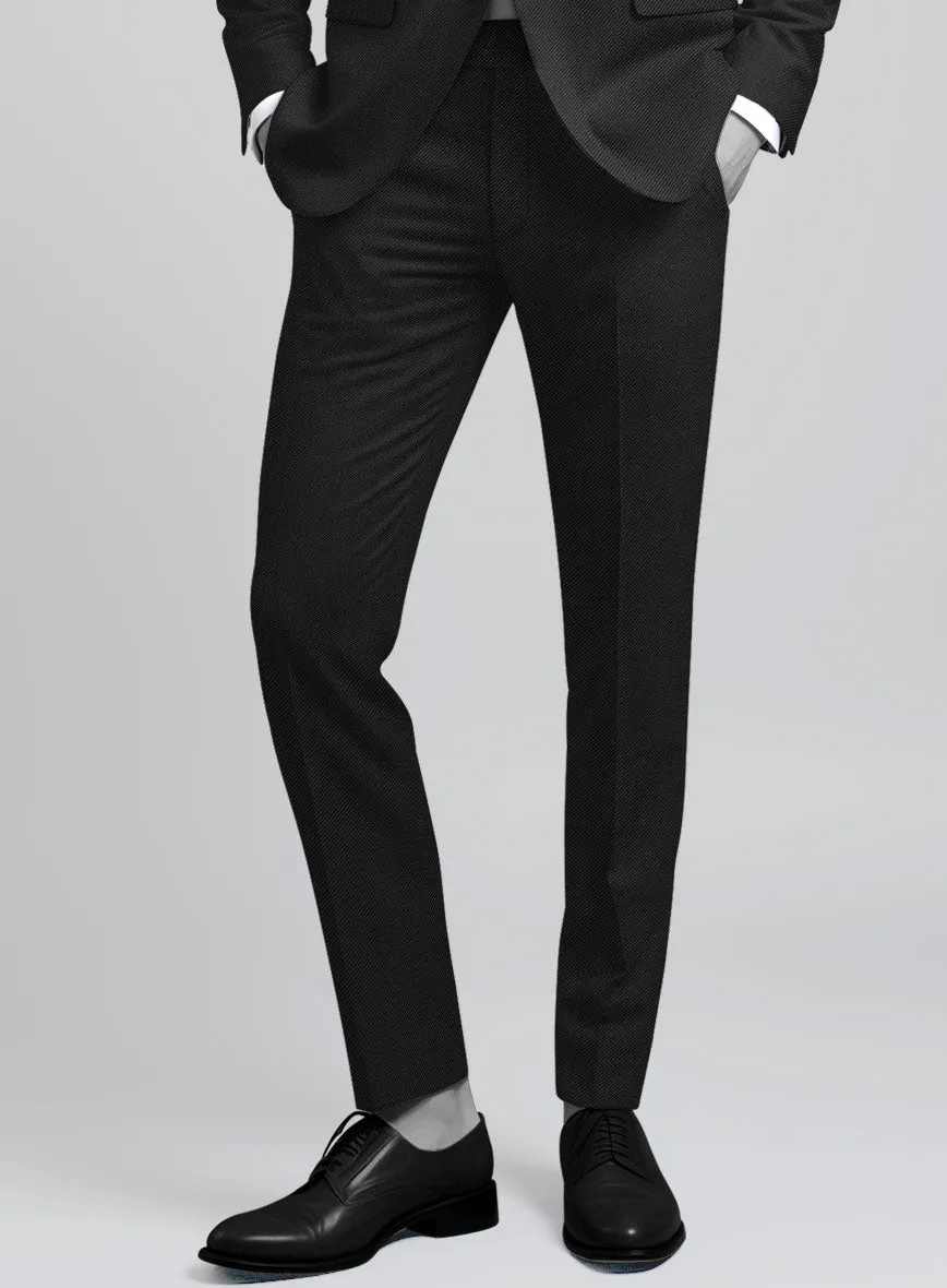 Napolean Cavalry Twill Black Wool Tuxedo Suit