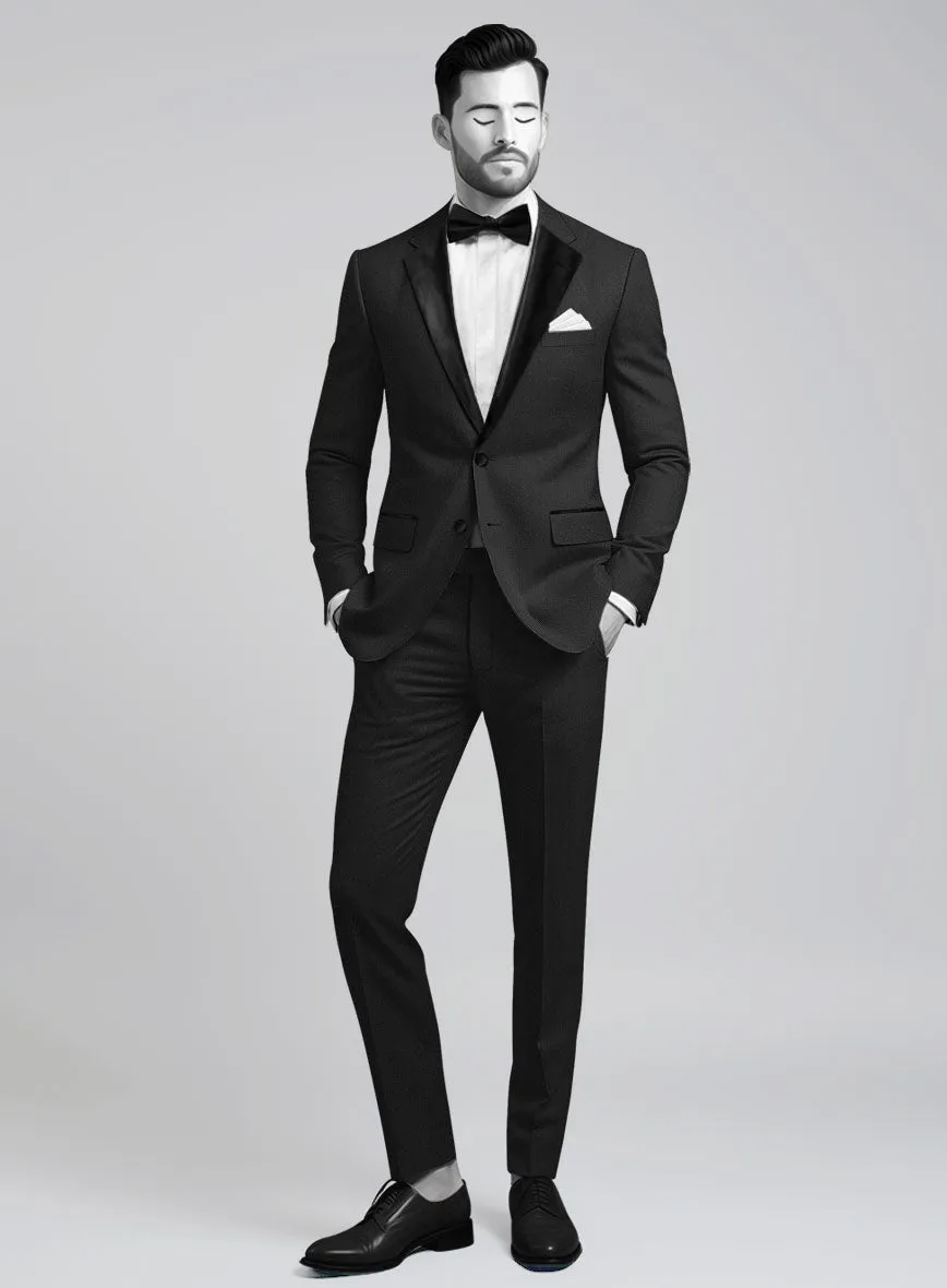 Napolean Cavalry Twill Black Wool Tuxedo Suit