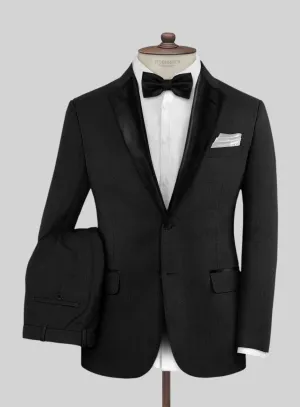 Napolean Cavalry Twill Black Wool Tuxedo Suit