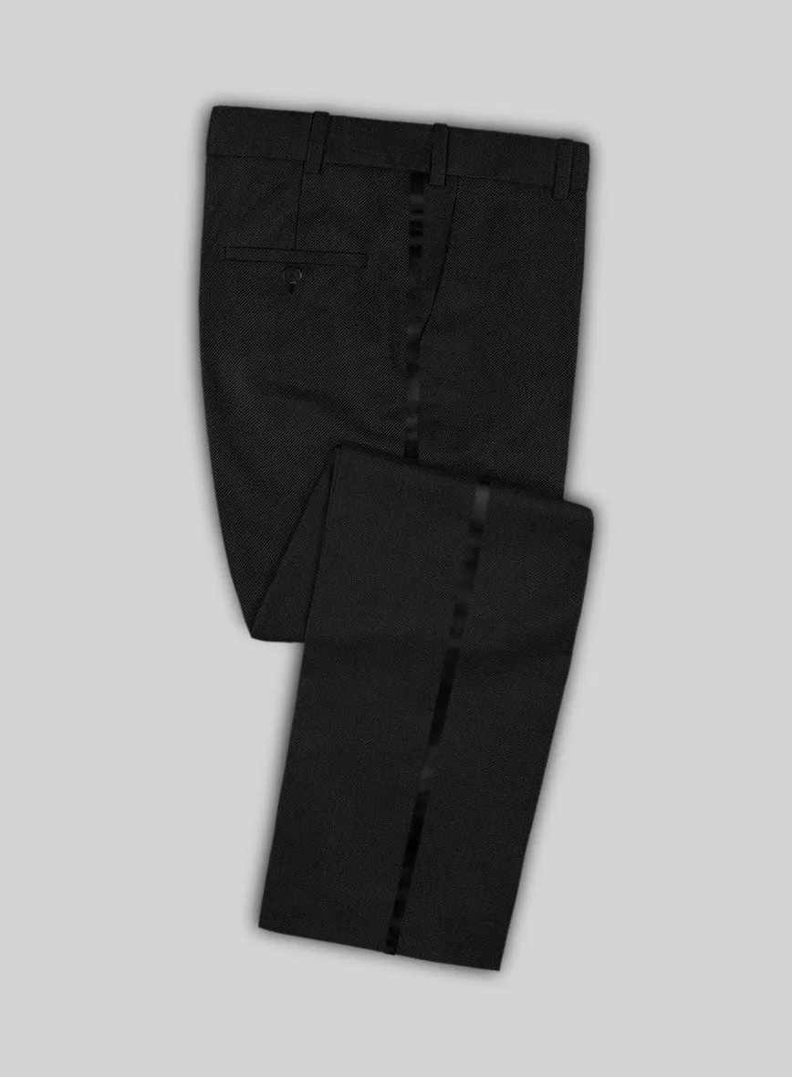 Napolean Cavalry Twill Black Wool Tuxedo Suit