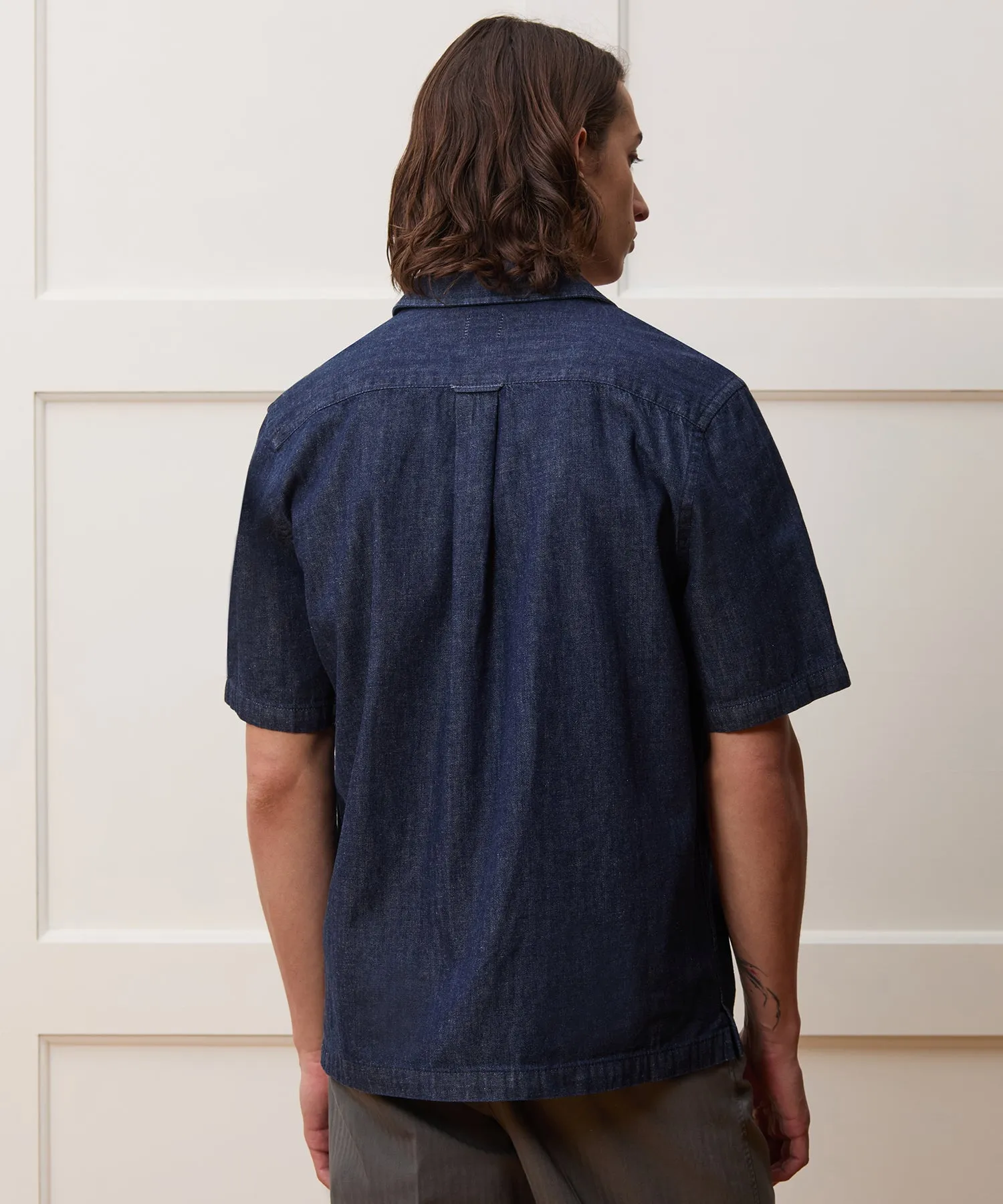 Relaxed Denim Camp Collar Shirt