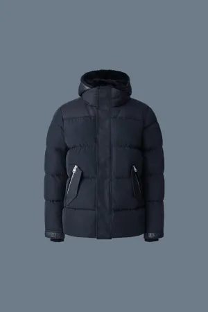 RILEY DOWN JACKET WITH REMOVABLE SHEARLING BIB BLACK