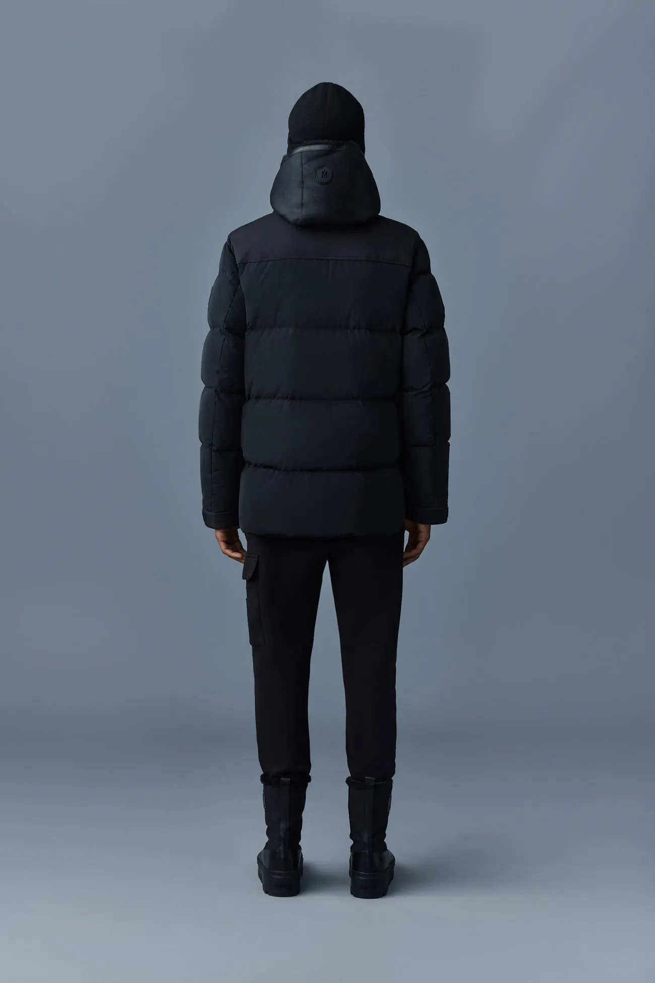 RILEY DOWN JACKET WITH REMOVABLE SHEARLING BIB BLACK