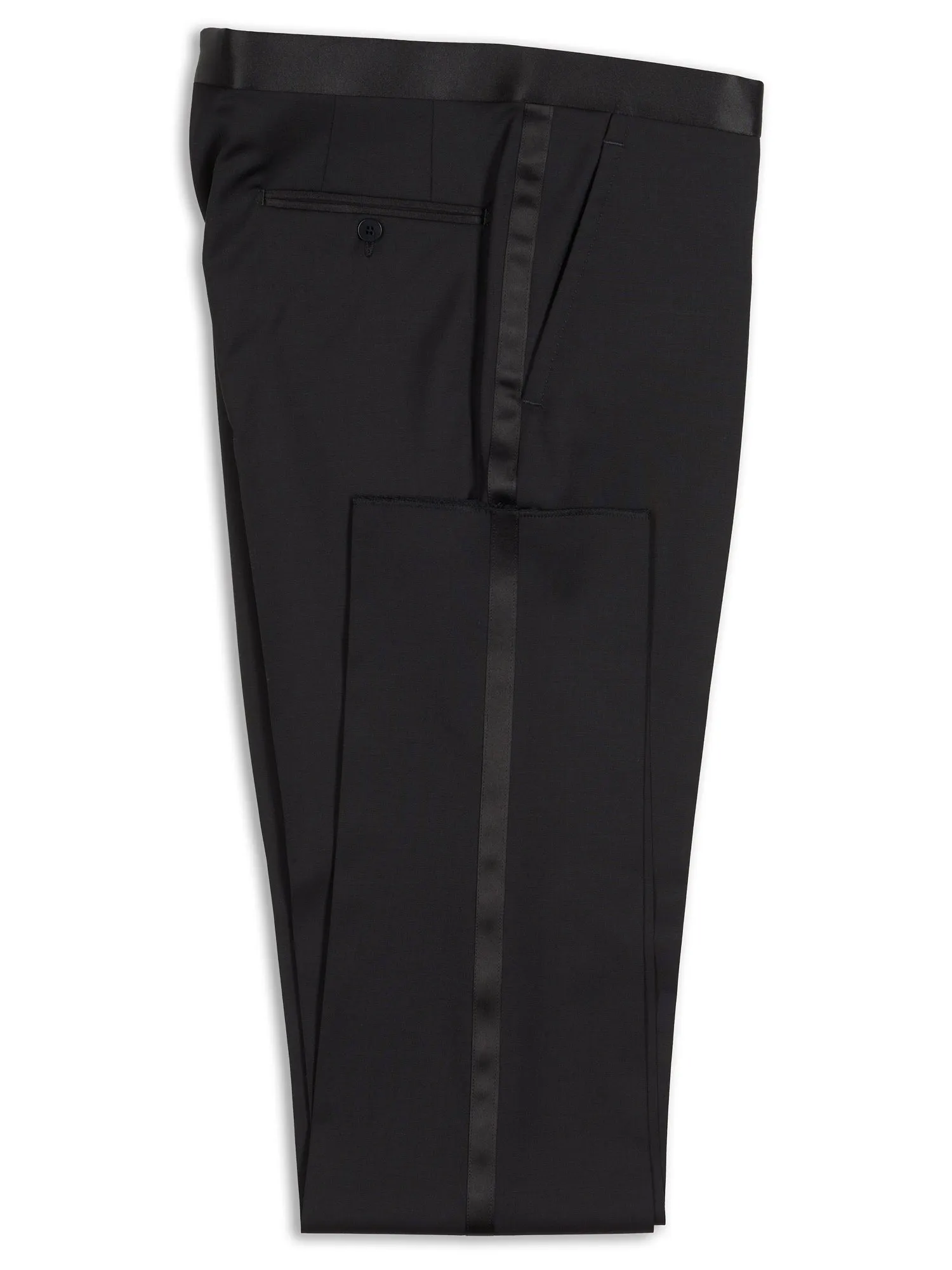SARTORIA PARTENOPEA Black Wool Tuxedo Dress Pants EU 48 NEW US 32